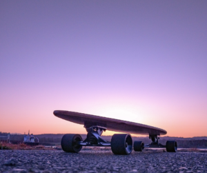 A surf skate at sunset