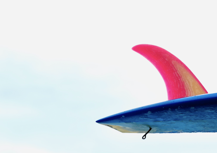 A fin on a surfboard
