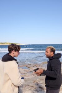 Surfers discuss the conditions