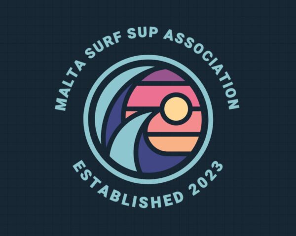 The logo of the Malta surf and SUP association