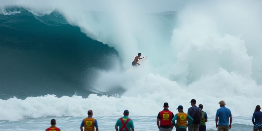 Surfer Makai McNamara wipes out at Pipeline beach.