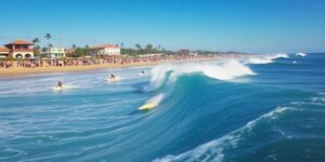Surfer riding a wave at Surf City El Salvador Pro.