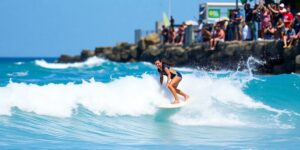 Gabriela Bryan surfing at Surf City El Salvador Pro.