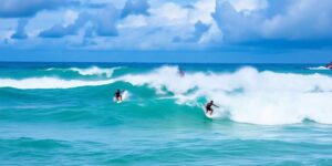 Surfers competing in the 2025 Surf City El Salvador Pro.