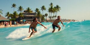 Matthew McConaughey and Drew Brees surfing in Austin.