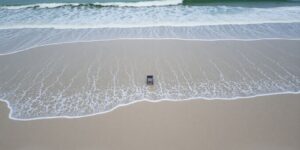 Empty beach with crashing waves at Hilton Head.