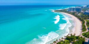 Aerial view of a surf park