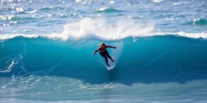 Surfer on a wave, dynamic action shot