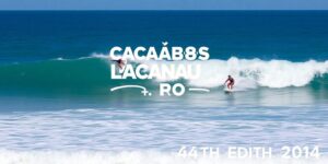 Surfers compete in waves at Lacanau Pro.