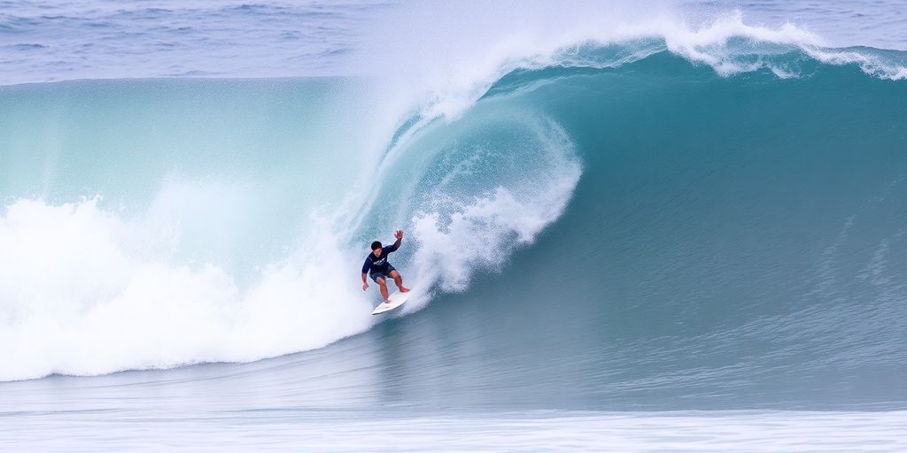Surfer riding a powerful wave at VIVO Rio Pro.