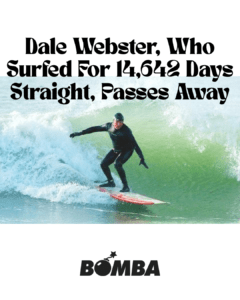 Photo of Dale Webster riding a wave