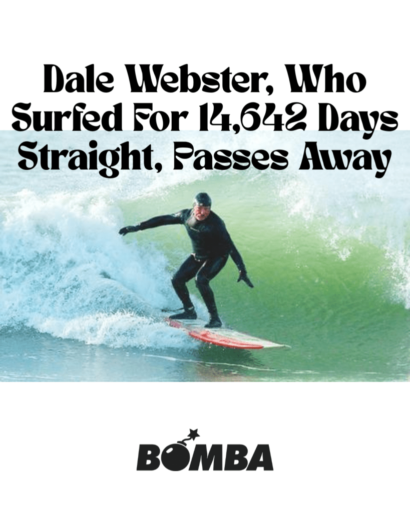 Photo of Dale Webster riding a wave