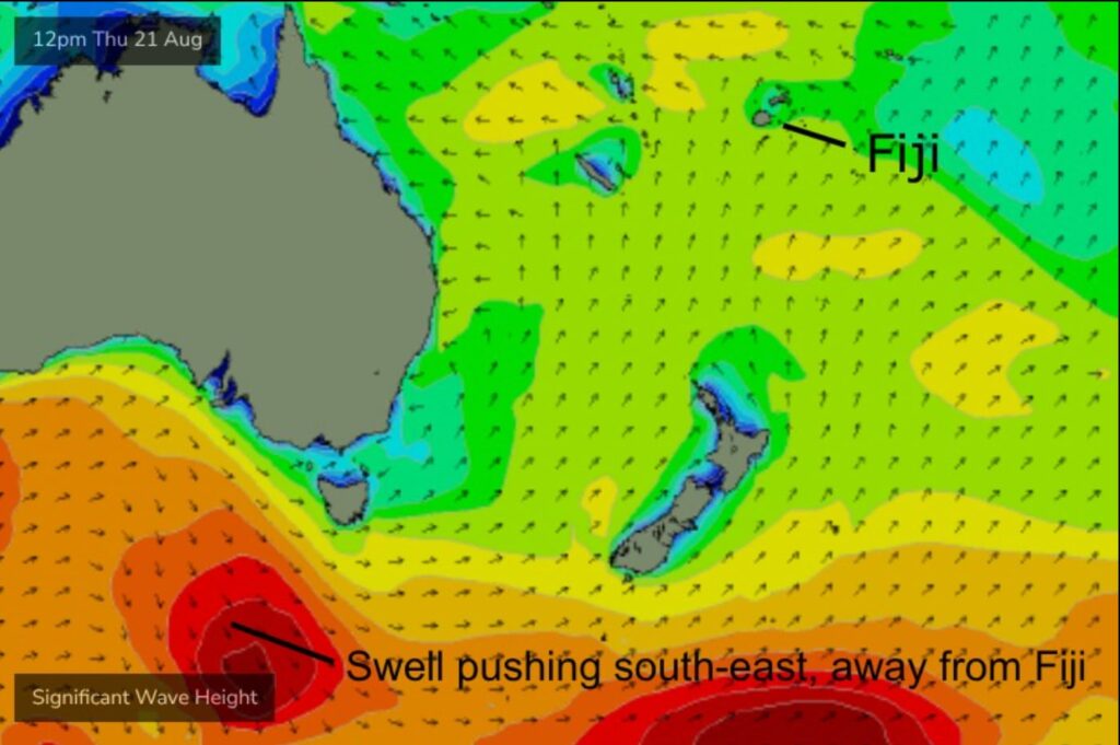 Weather and wind chart showing conditions at FIJI