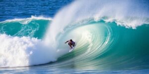 Surfer riding a wave during the eThekwini Surf Pro finals.