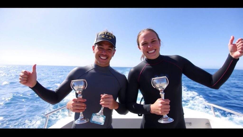 Surfers [Picklum] and [Dora] win trophies at WSL Finals.