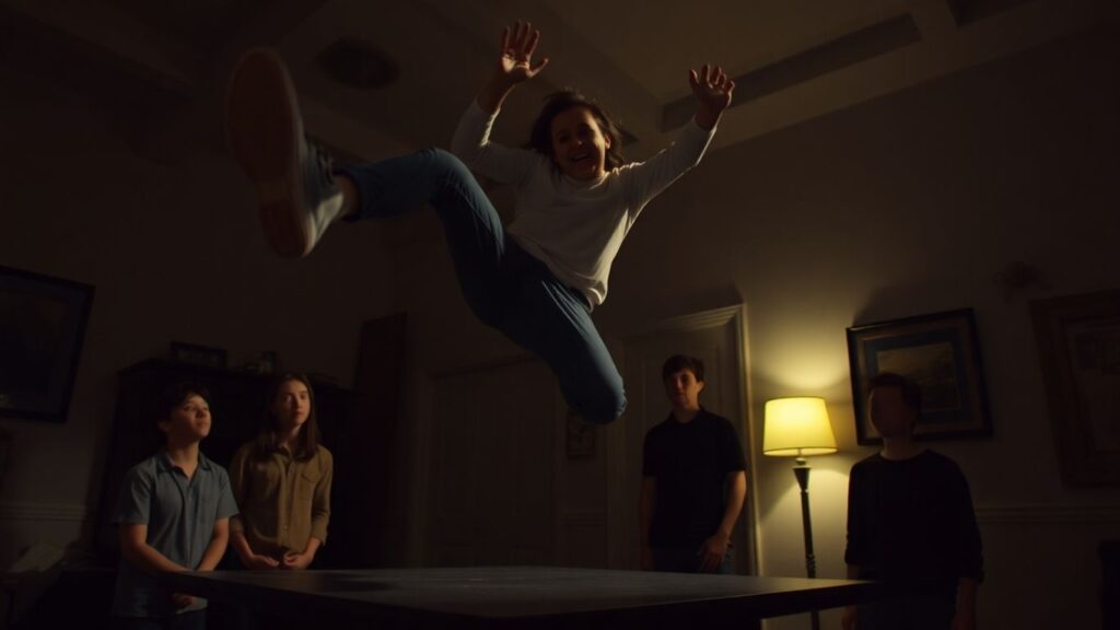 Teen falls from table during dangerous TikTok stunt.