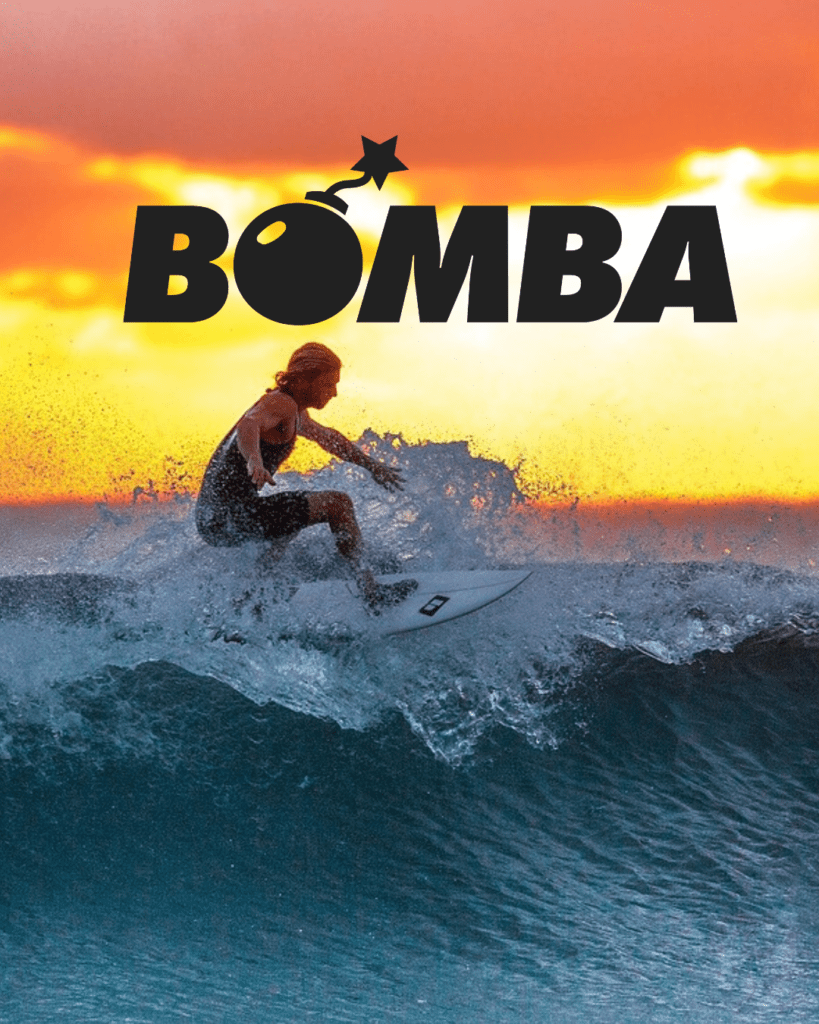 Surfer riding at sunset for surf fitness training bomba