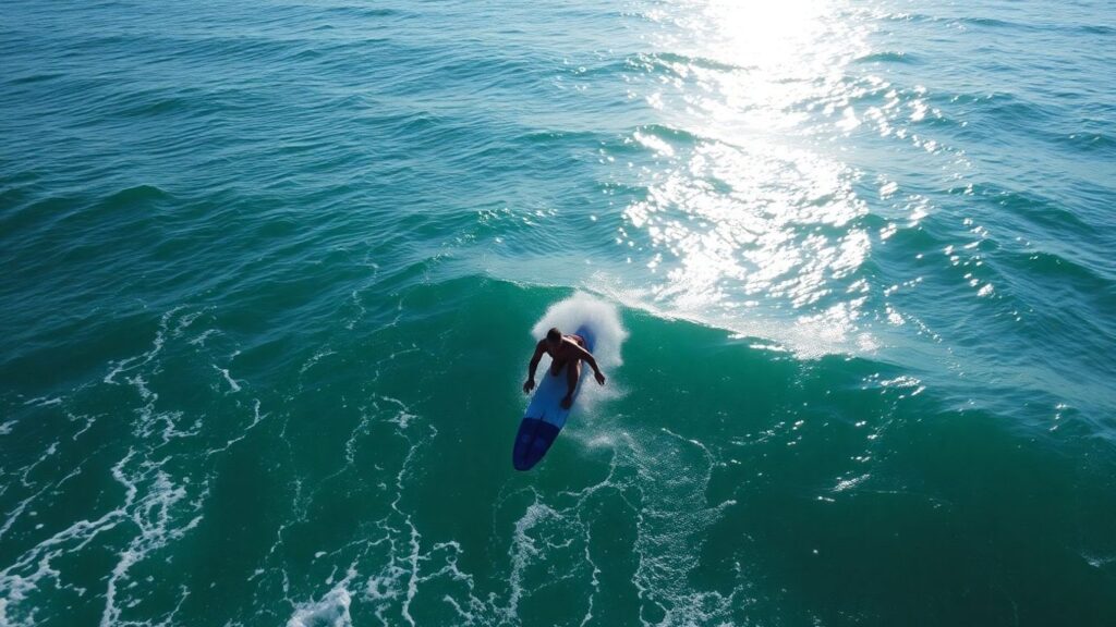 Surfer riding a wave on the ocean.