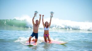 Surfers [Picklum] and [Dora] win world championship.