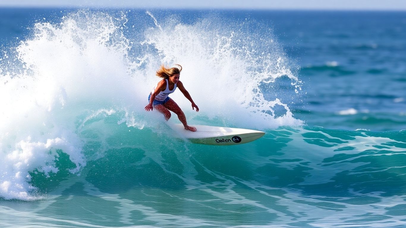 Leilani McGonagle surfing during a competition.