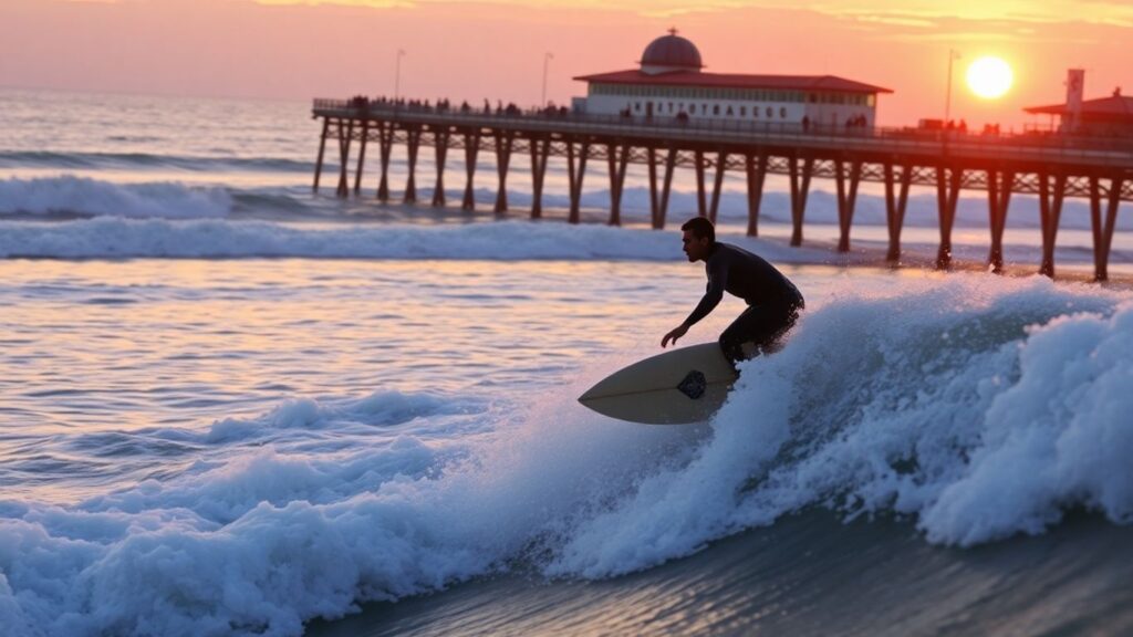 Surfer at Huntington Beach during the US Open of Surfing.