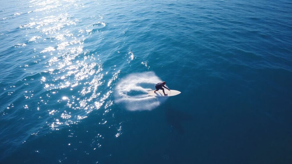 Surfer performs a trick on a longboard in the ocean.