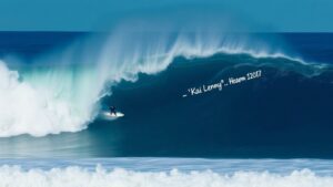 Surfer Kai Lenny rides a huge wave in El Salvador.