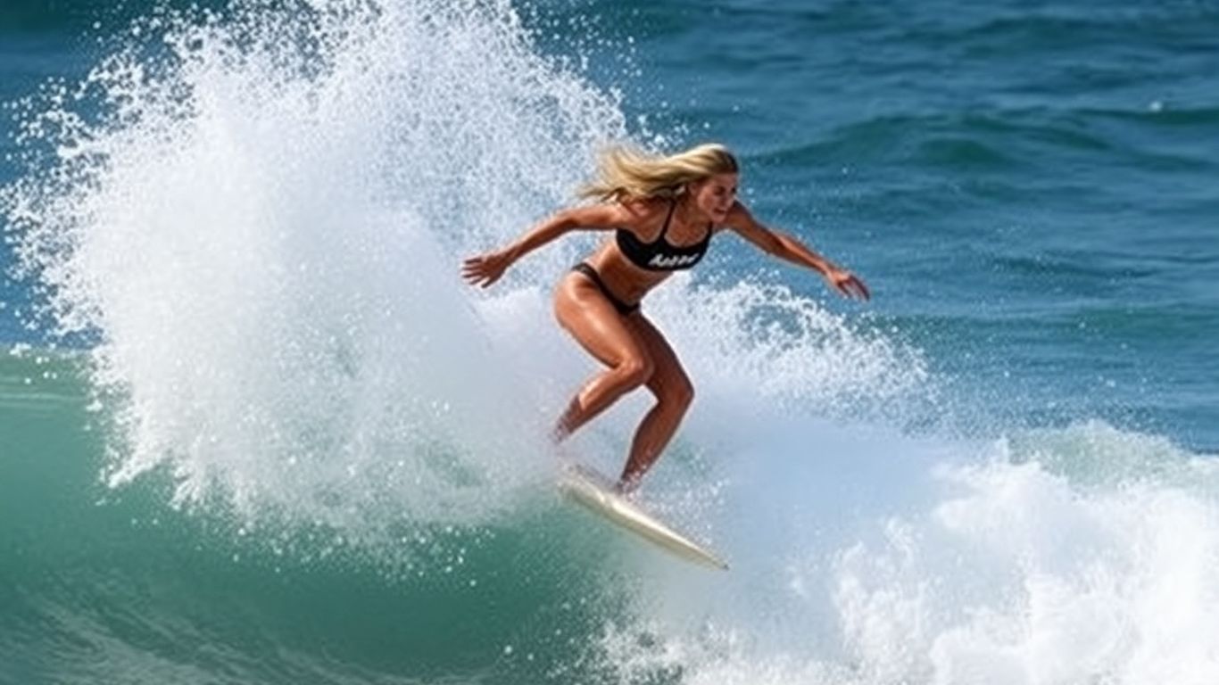Stephanie Gilmore surfing a wave at the Gold Coast Pro.