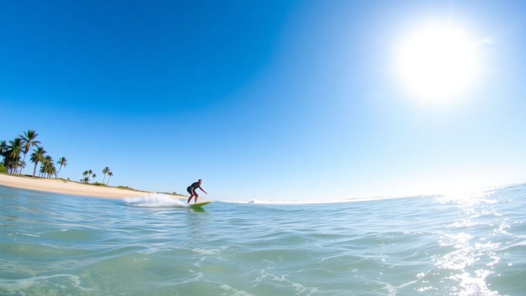 Surfer riding a wave at Flagler Beach