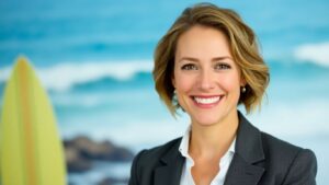 [Nicole Metzger] smiles, World Surf League Chief Revenue Officer.