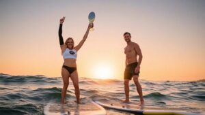 Kiara Goold and Finn McGill with trophies after winning.