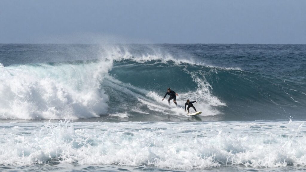Big wave surfing champions at Nazaré Challenge.